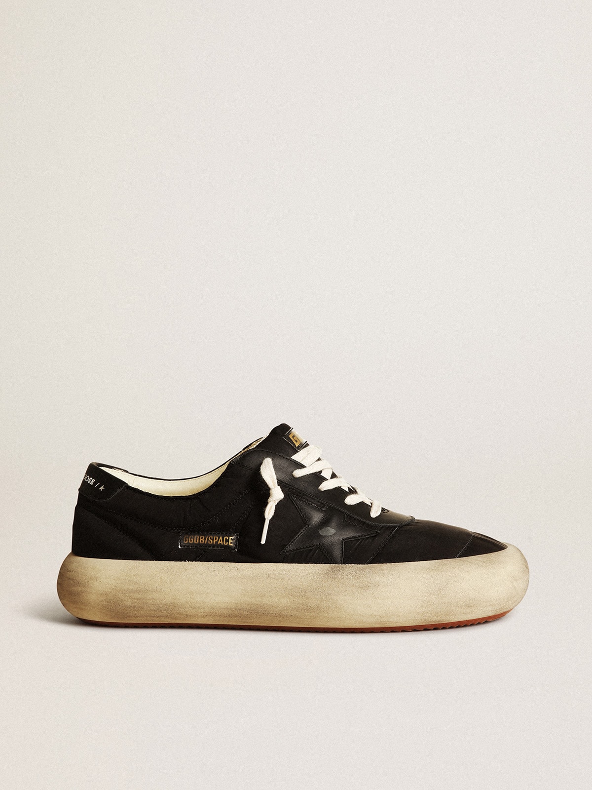 Men s Space Star in nylon with black leather star and heel tab Golden Goose