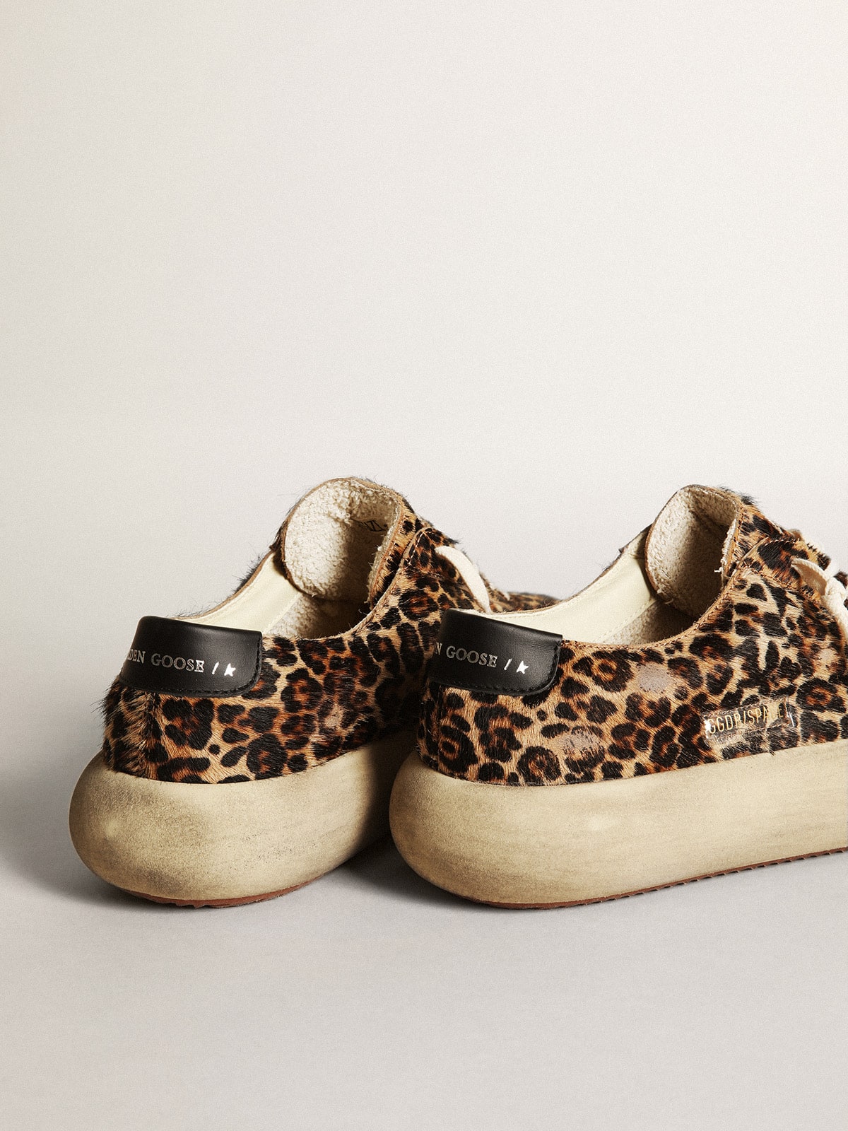 Golden Goose - Men's Space-Star in leopard print pony skin with black star and heel in 