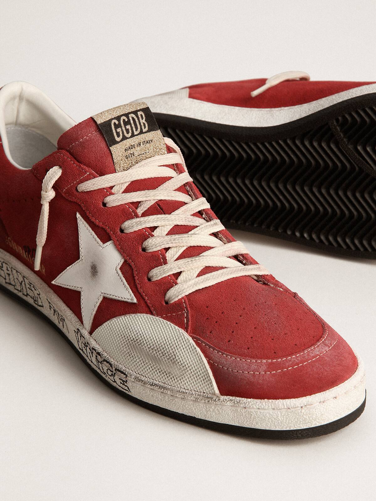 Golden Goose - Ball Star Pro men’s sneakers in red suede with knurled white rubber inserts in 