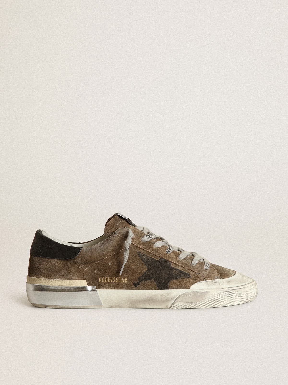 Super-Star LTD in military-green suede with screen-printed star | Golden  Goose