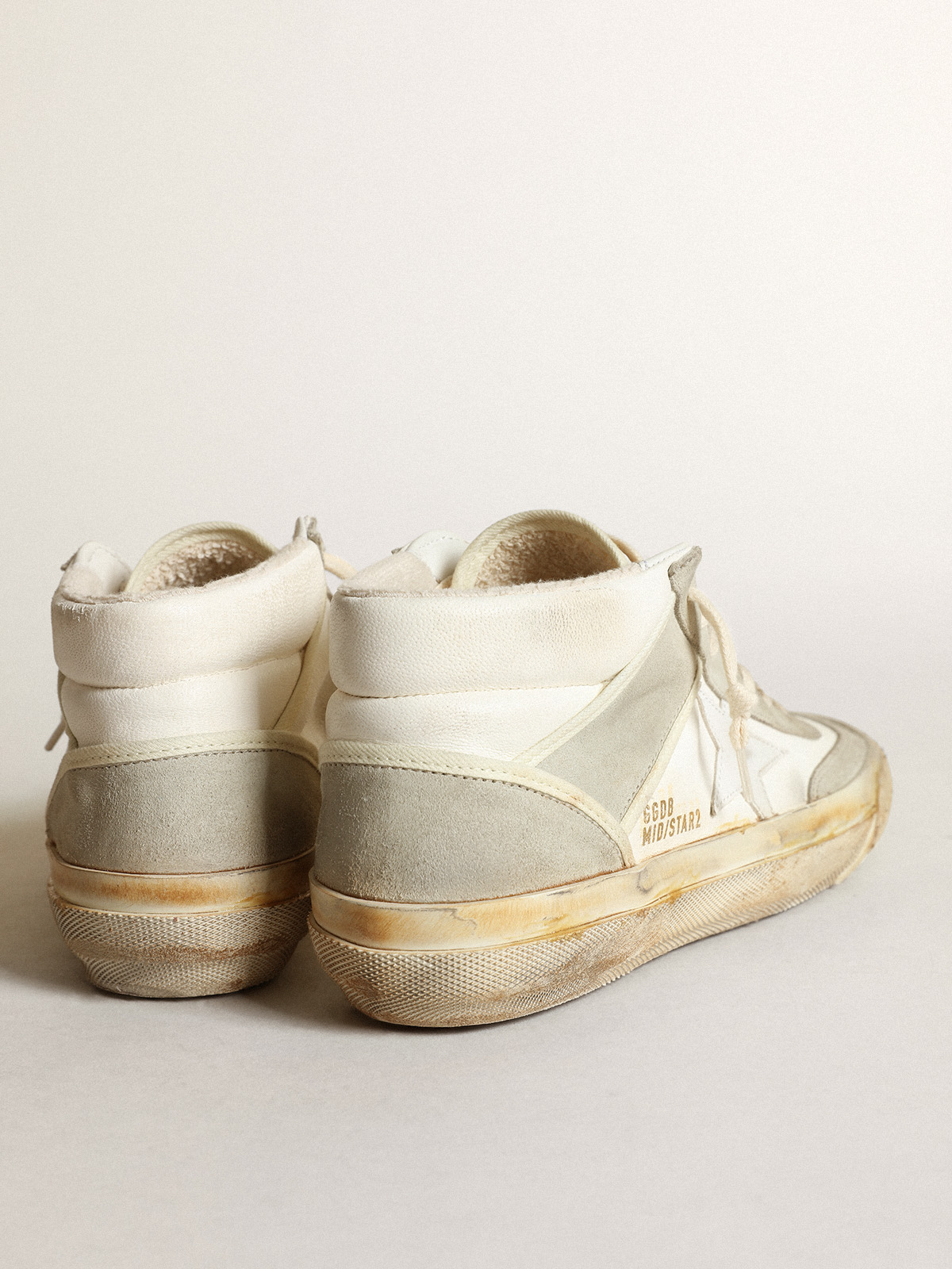 Golden Goose - Men’s Mid Star with ice-gray suede inserts and white star in