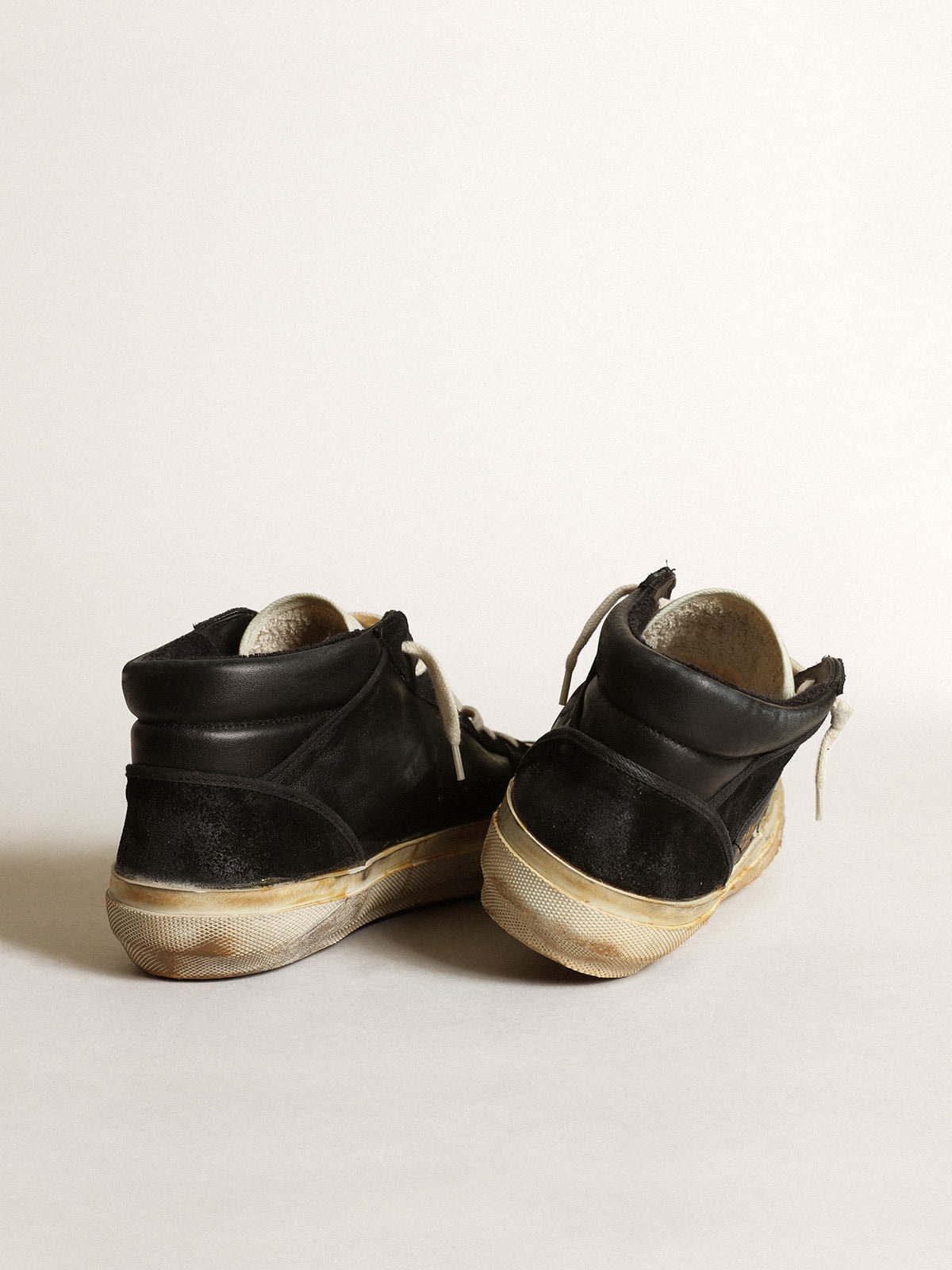 Men's Mid Star in black nappa and suede with white leather star