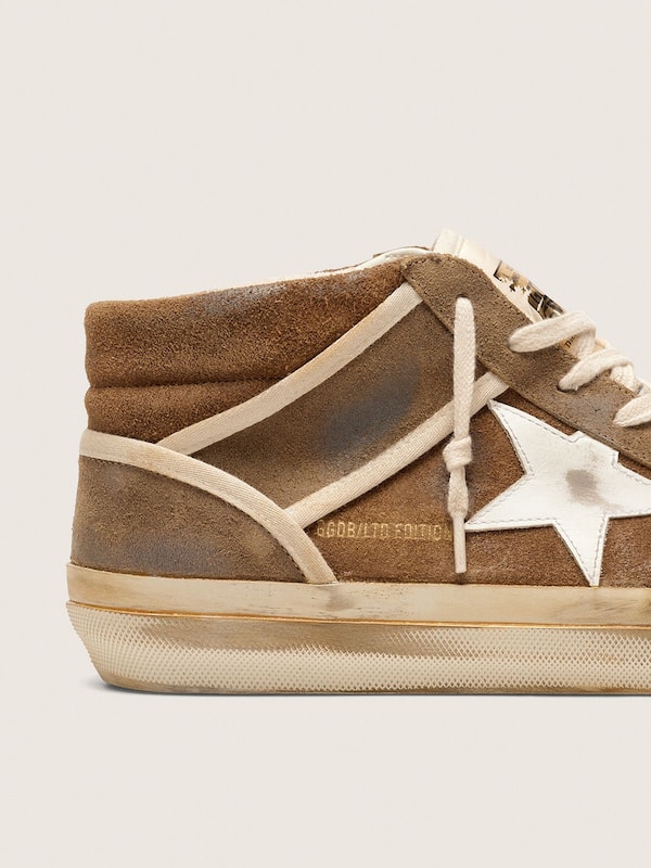 Golden Goose - Men's Mid Star LAB in rust-colored suede with white leather star in 