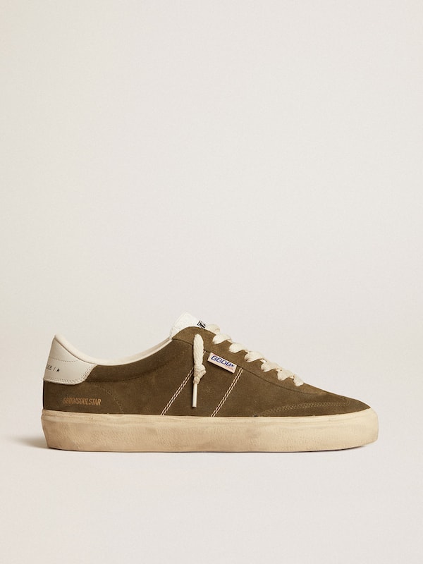 Golden Goose - Men's Soul Star in green suede with white leather heel tab and tongue in 