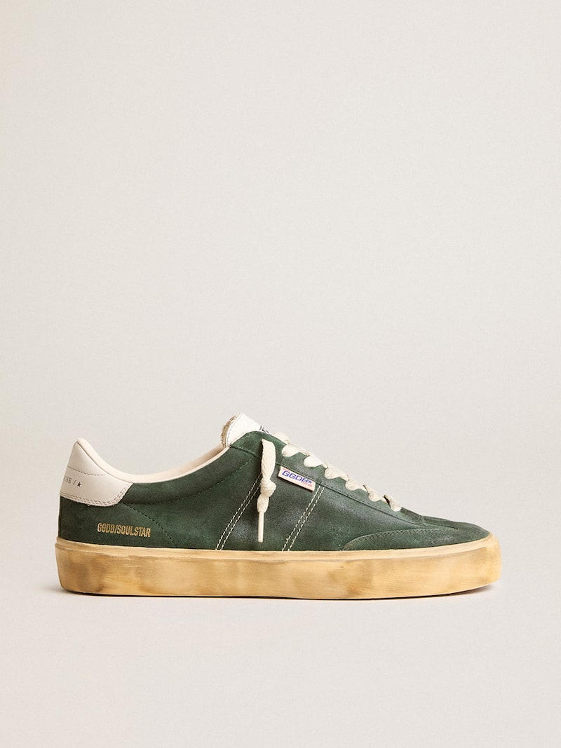 Soul Star in green suede with milk-white leather heel tab