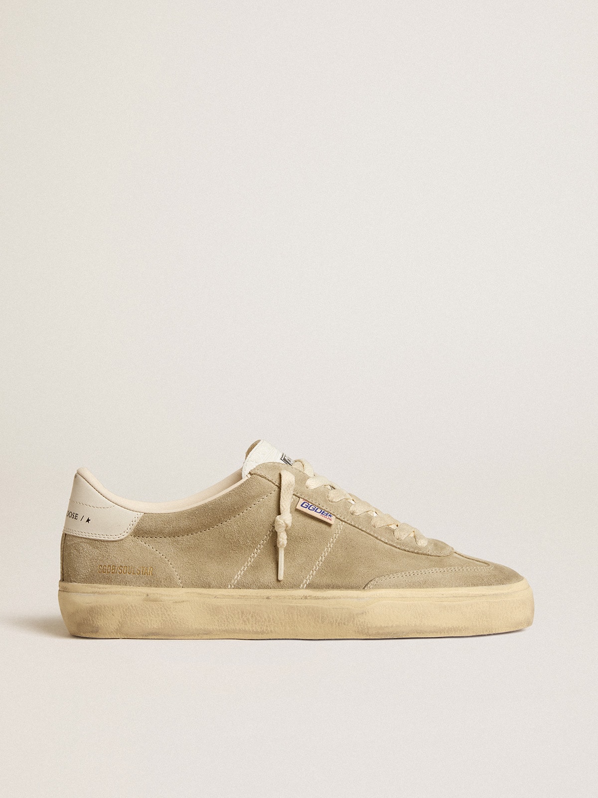 Golden Goose - Soul Star in dove-gray suede with white leather heel tab and tongue in 