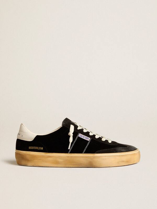 Golden Goose - Men's Soul Star in black velvet with white leather heel tab  in 