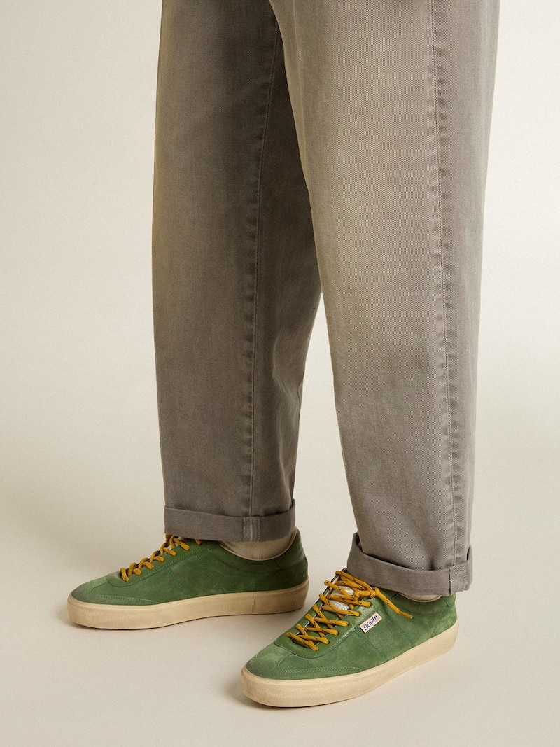 Golden Goose - Soul Star de hombre de ante verde con refuerzo del tal&oacute;n de piel verde in 