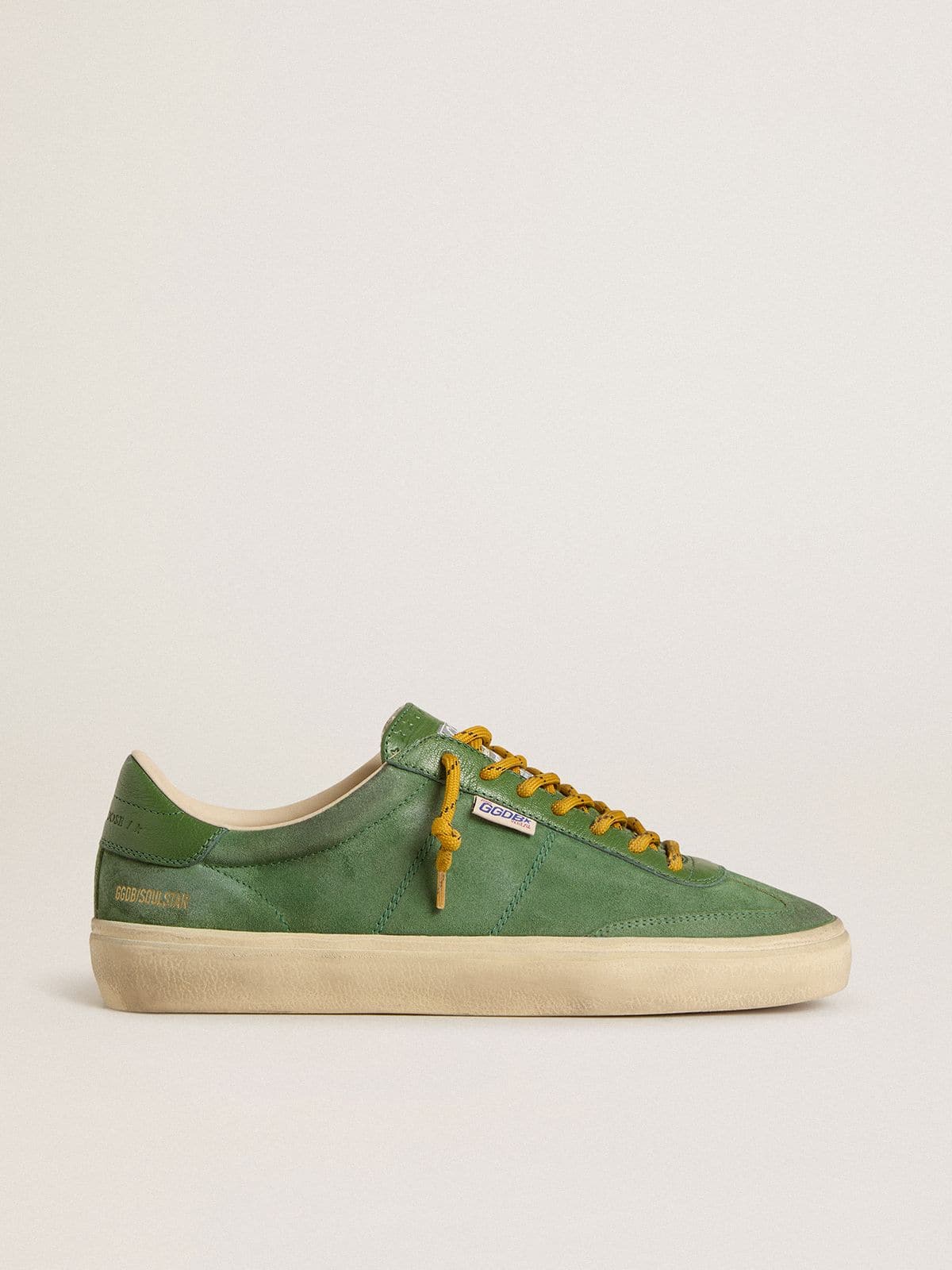 Golden Goose - Soul Star Uomo in suede verde con talloncino in pelle verde in 