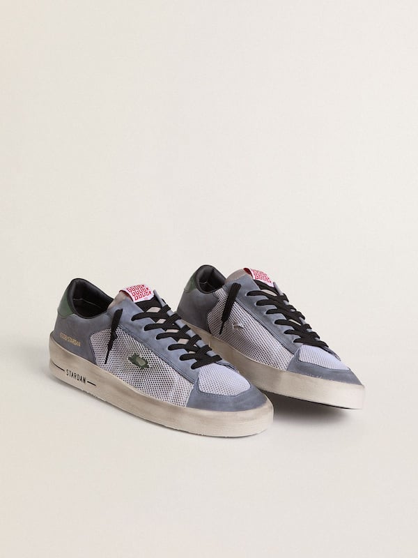 Golden Goose - Men's Stardan in powder-blue suede with green leather star and heel tab in 