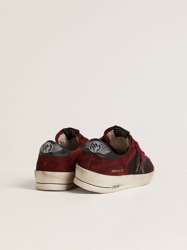 Golden Goose - Men's Stardan in black mesh and burgundy suede with white leather star in 