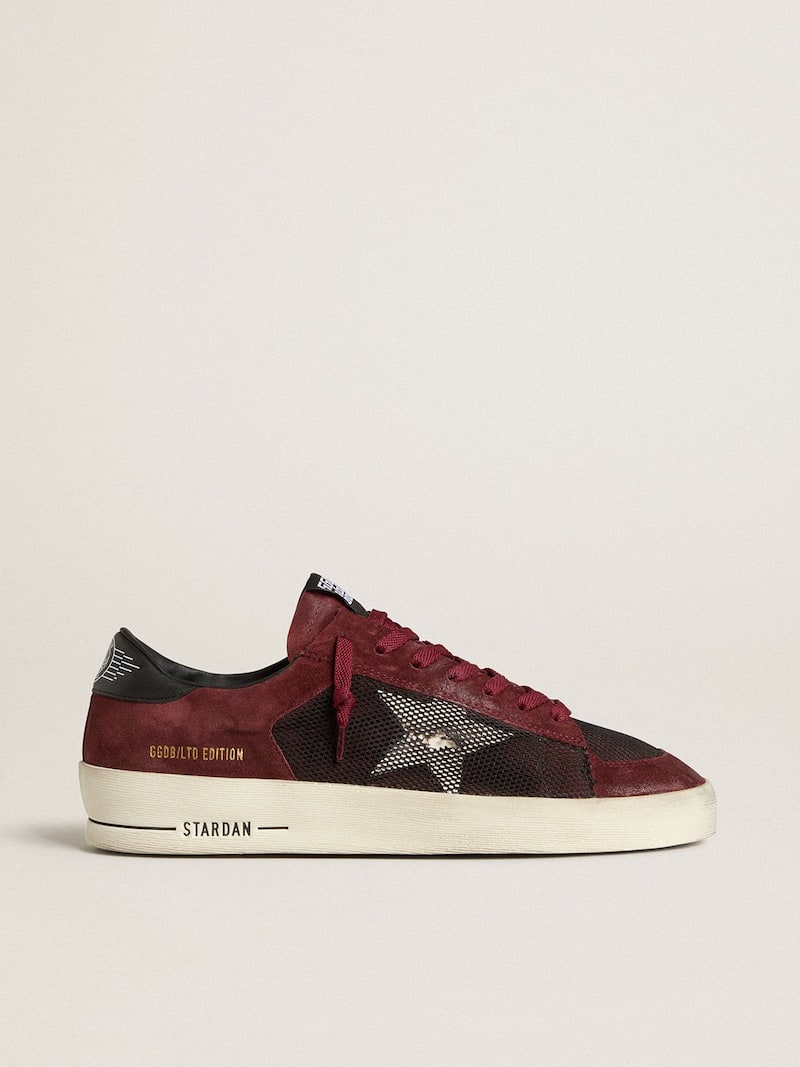 Dad-Star Herren aus schwarzem Mesh und Suede in Bordeaux mit weißem Stern