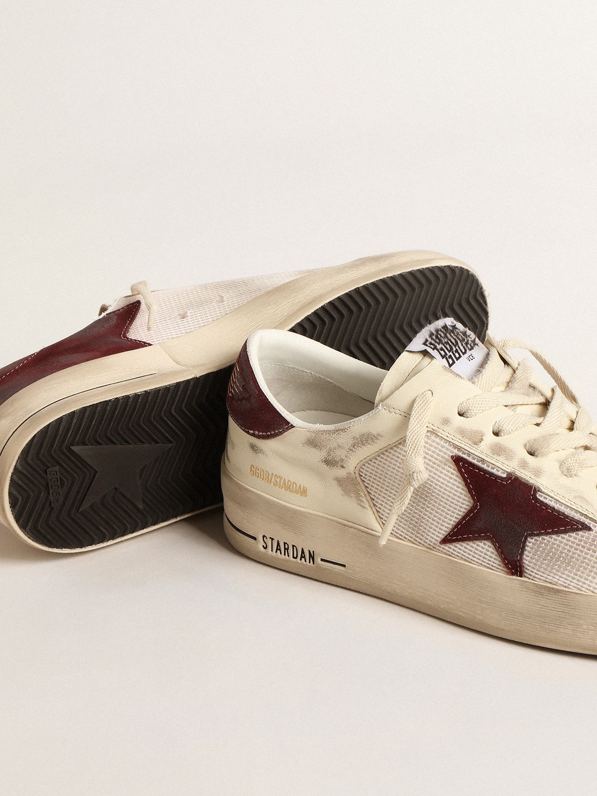 Golden Goose - Stardan in nappa and mesh with wine-red suede star and heel tab in 