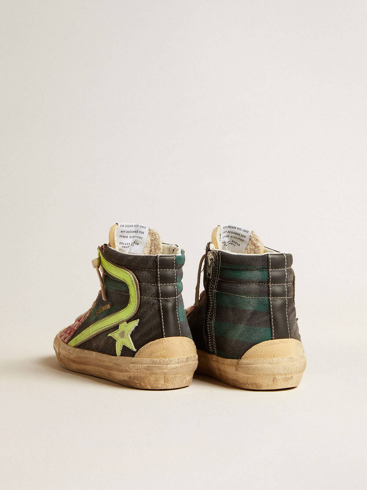 Golden Goose - Men&rsquo;s Slide LAB in camo canvas with yellow leather star and flash in 