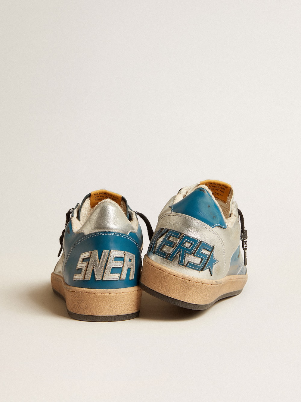 Golden Goose - Ball Star LAB in glossy blue and silver leather with perforated star in 