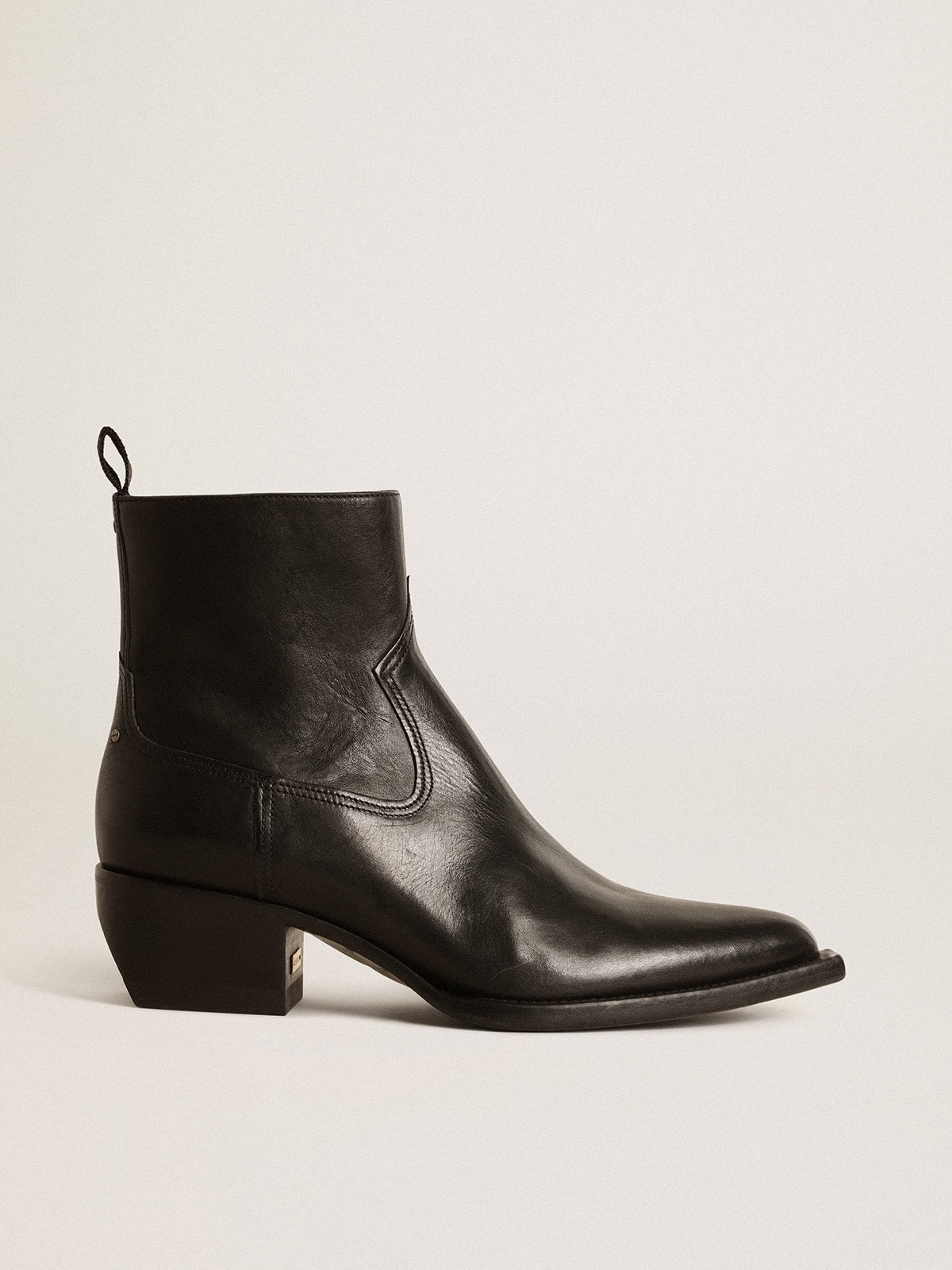 Low black leather boots best sale