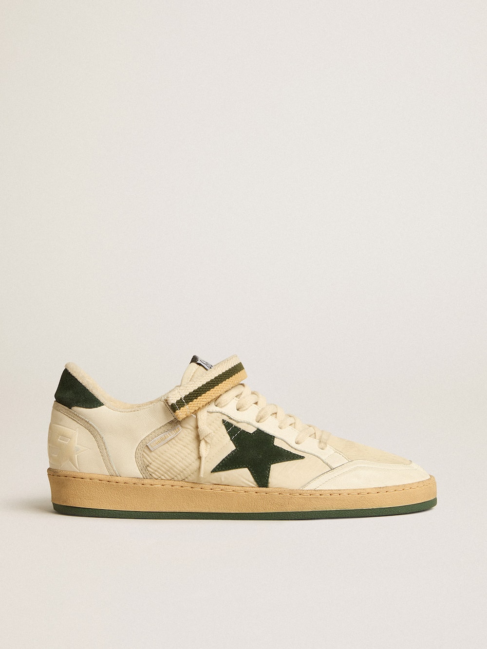 Golden Goose - Ball Star in nylon and nappa with green suede star and heel tab in 