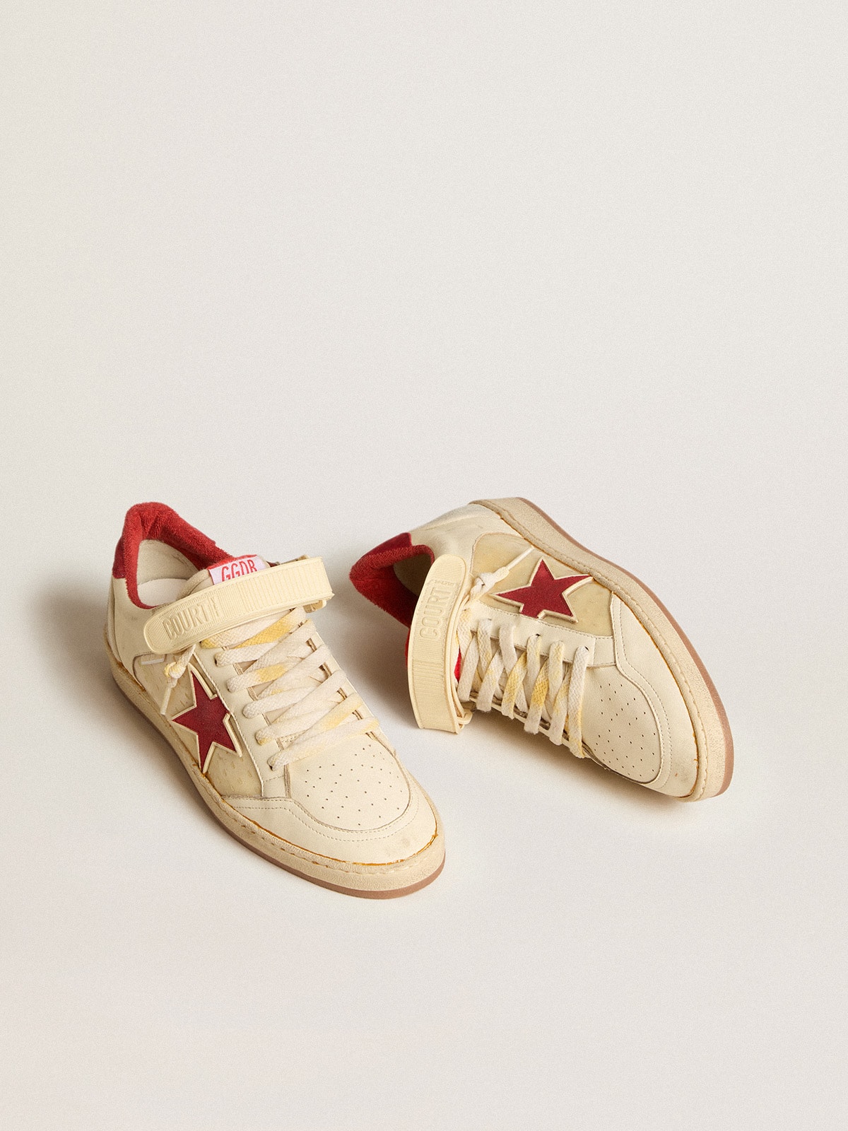 Golden Goose - Men’s Ball Star LAB in nappa and PVC with red suede star and heel tab in 