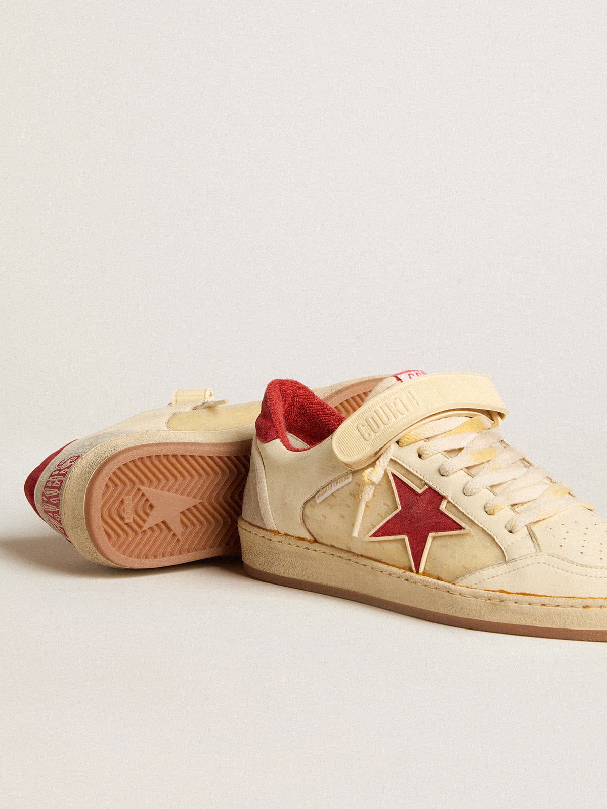 Golden Goose - Ball Star LAB de hombre de napa y PVC con estrella y refuerzo del talón de ante rojo in 