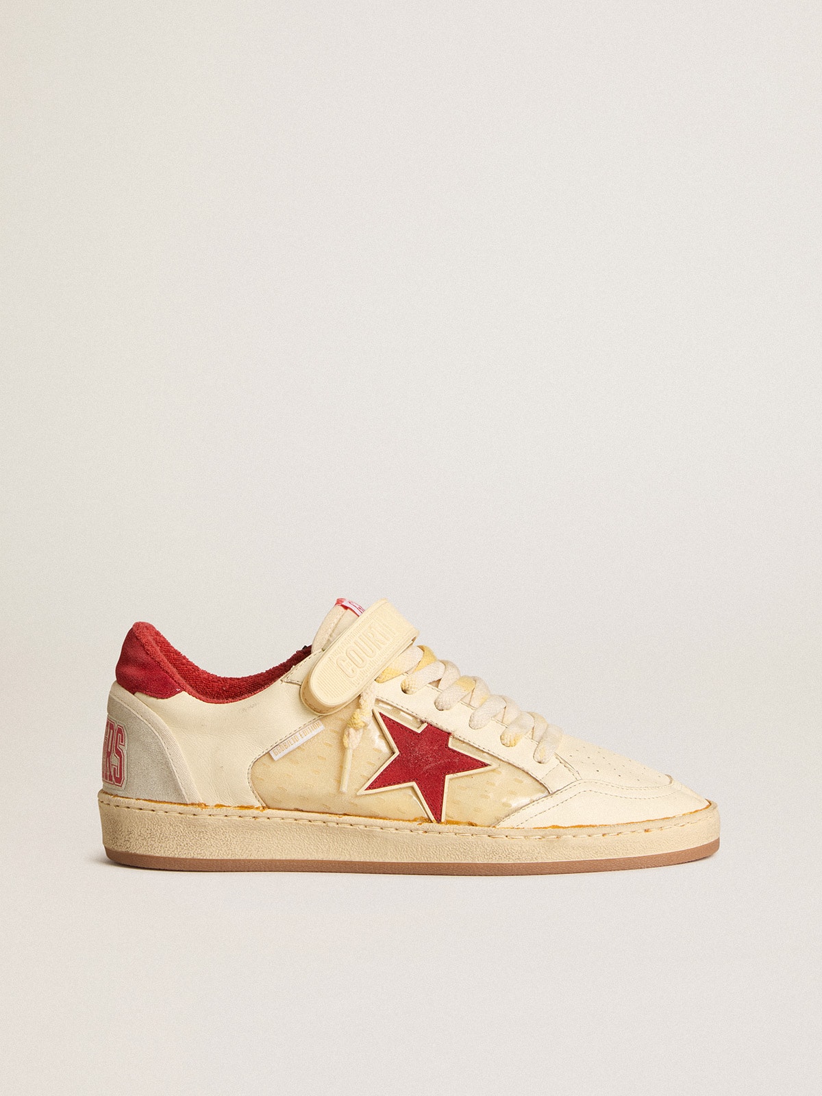 Golden Goose - Ball Star LAB de hombre de napa y PVC con estrella y refuerzo del talón de ante rojo in 