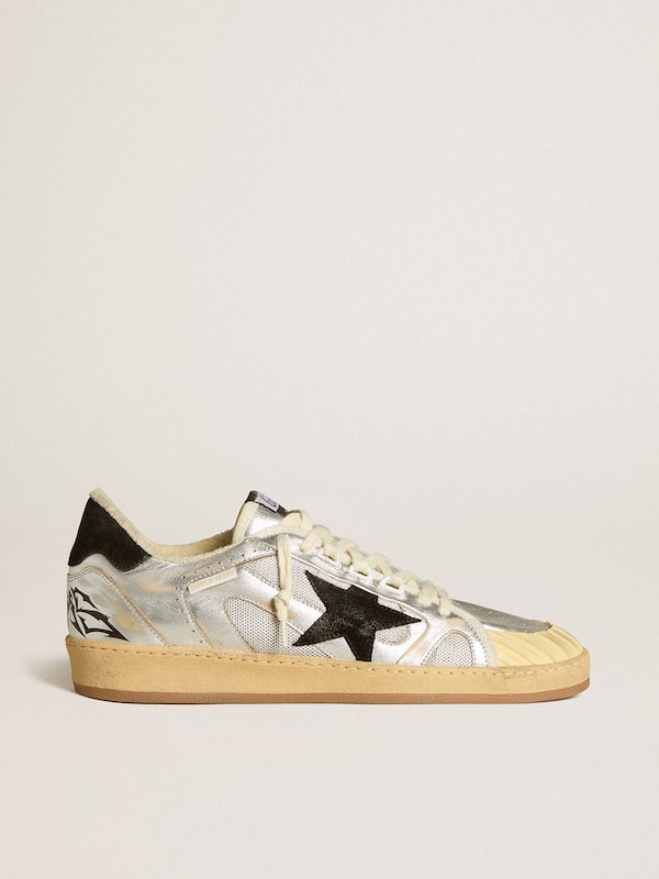 Golden Goose - Ball Star LAB in silver leather with black suede star and heel tab in 