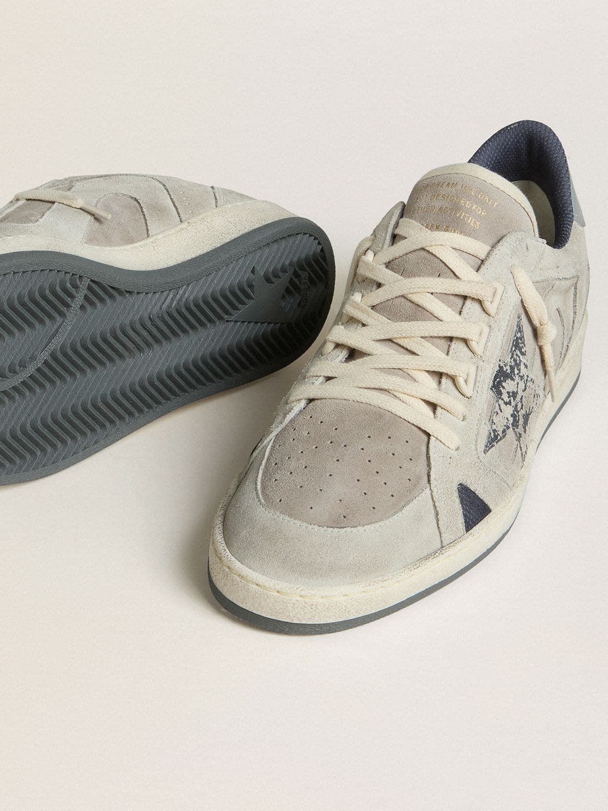 Men's Ball Star LTD dove-gray and gray suede with pearl-gray leather heel tab