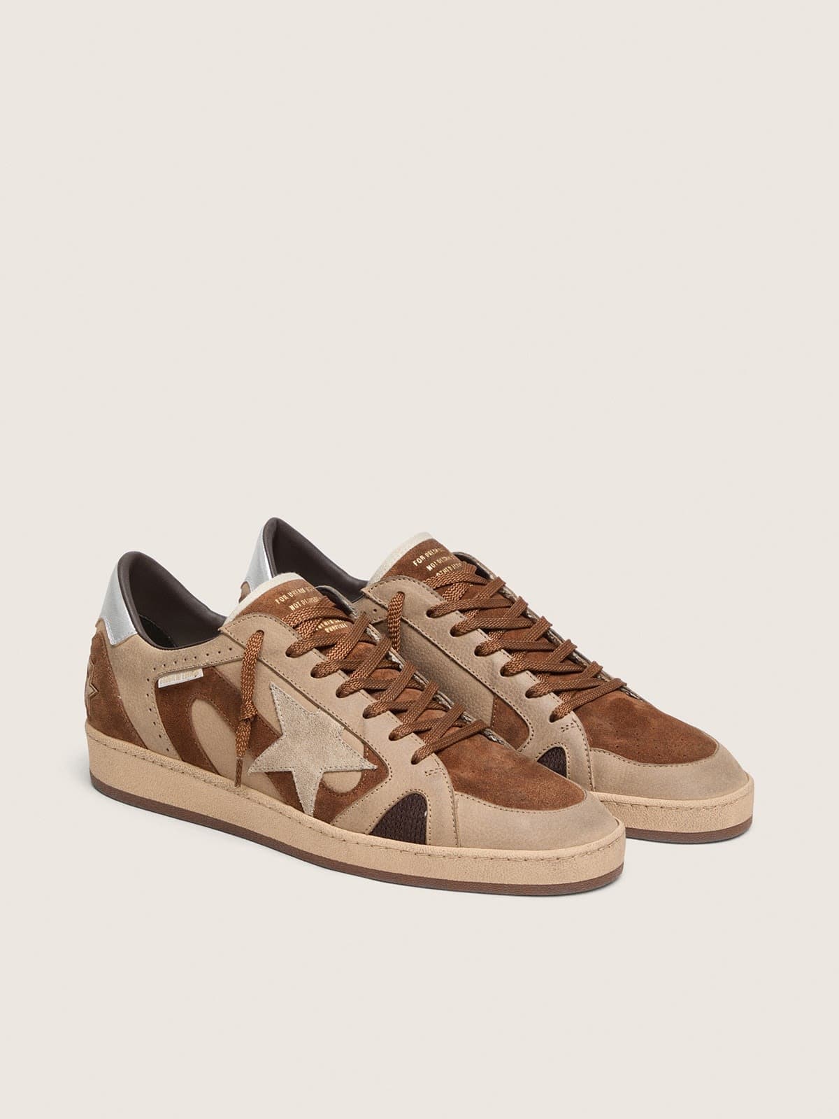 Men's Ball Star LTD in taupe suede and nubuck with tone-on-tone star