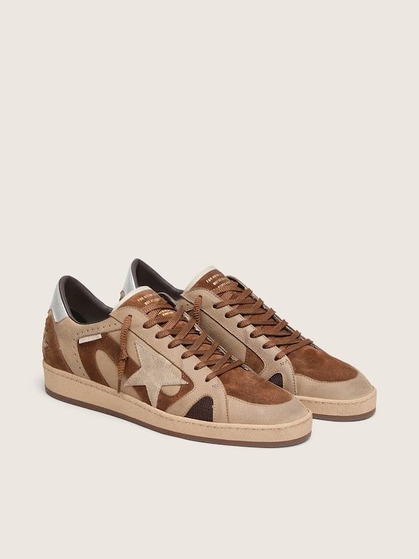 Men's Ball Star LTD in taupe suede and nubuck with tone-on-tone star