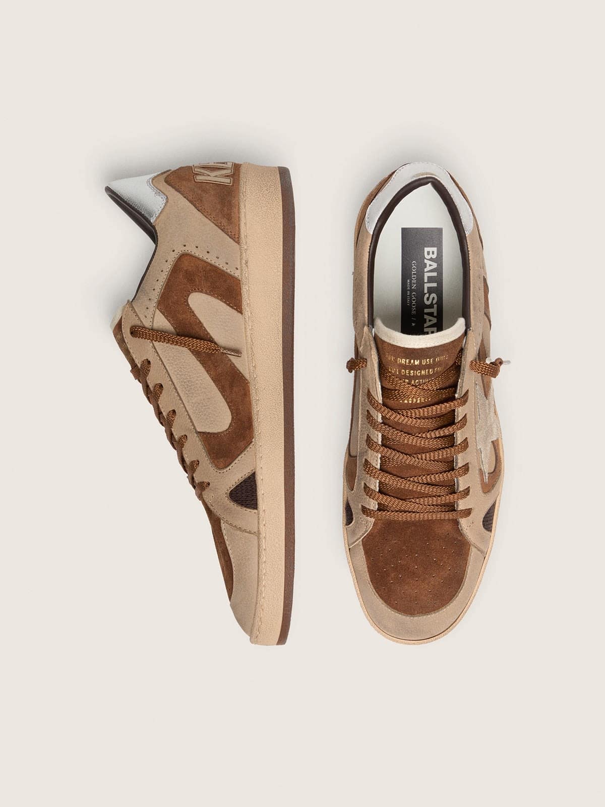 Men's Ball Star LTD in taupe suede and nubuck with tone-on-tone star