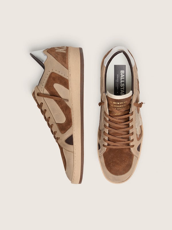 Men's Ball Star LTD in taupe suede and nubuck with tone-on-tone star