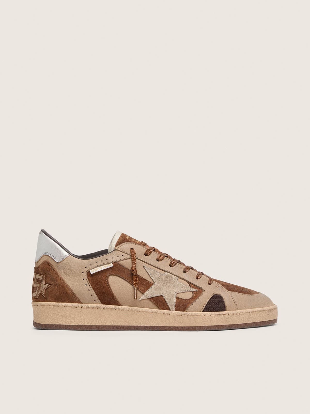Golden Goose - Ball Star LTD uomo in suede e nabuk tortora con stella ton sur ton in 