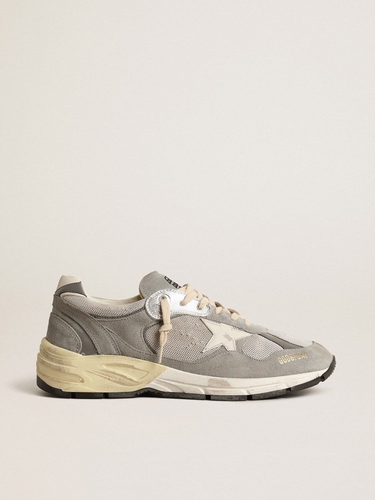 Golden Goose - Dad-Star de Hombre de ante y malla con estrella y refuerzo del talón de piel blanca in 