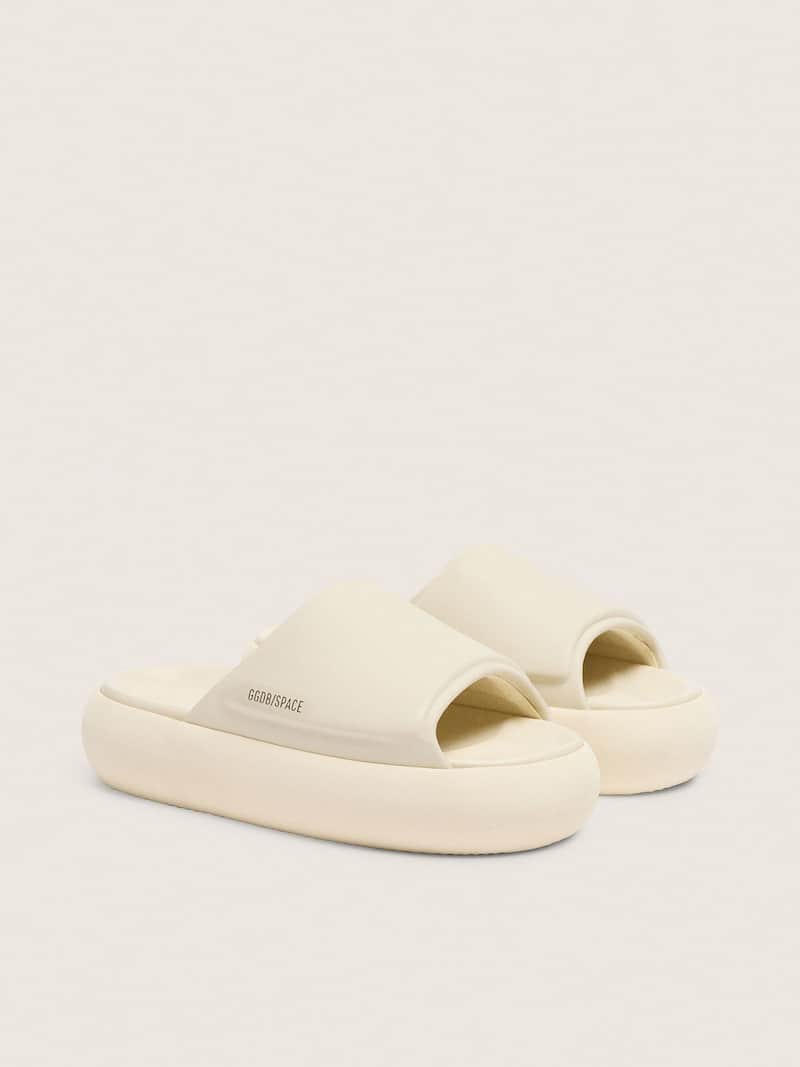 Golden Goose - Claquettes Space-Star pour homme en cuir blanc in 