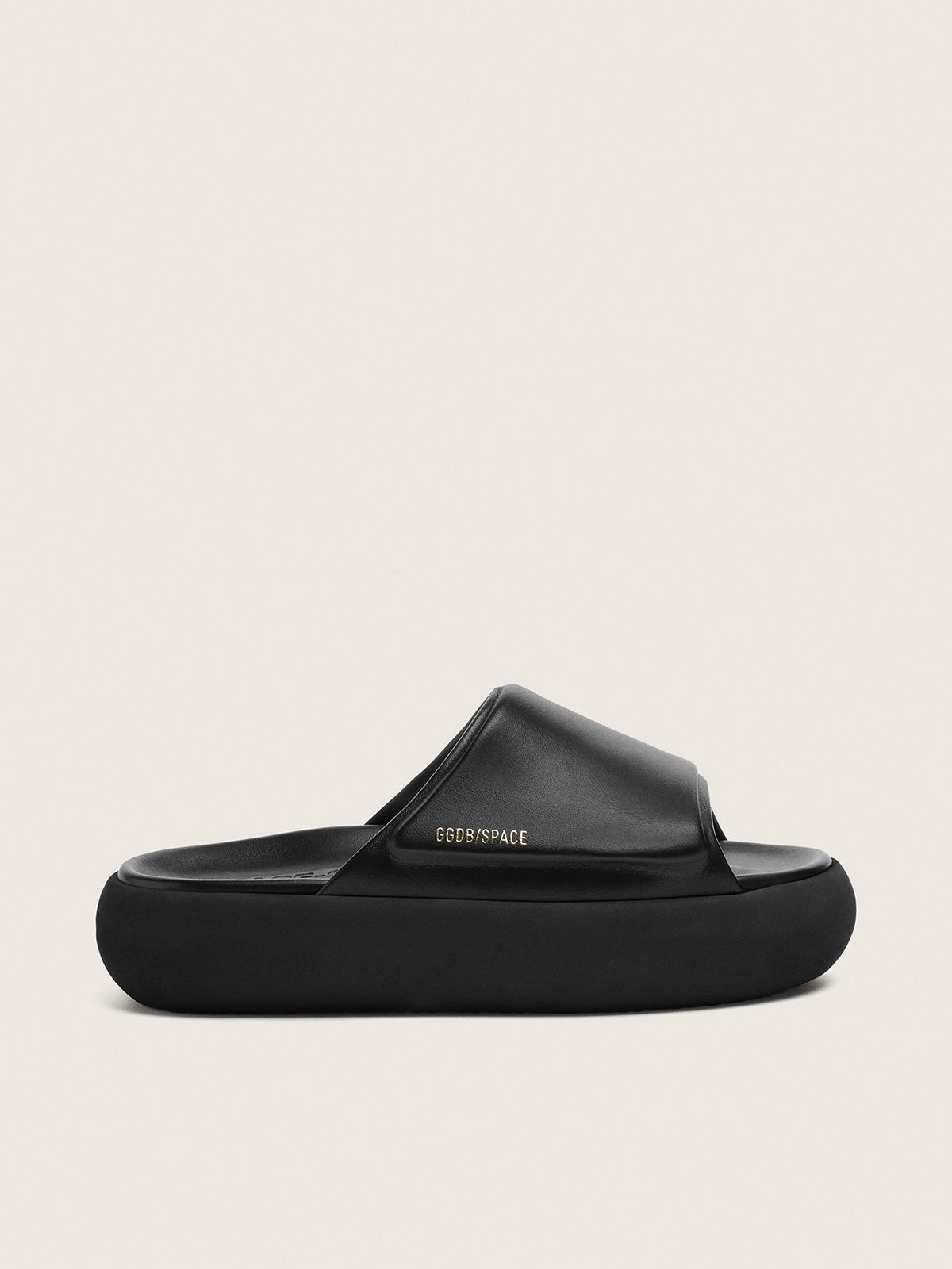 Claquettes Space-Star pour homme en cuir noir — Golden Goose