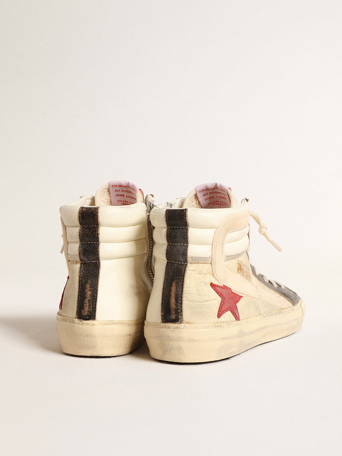 Golden Goose - Slide LTD in faded nylon with suede star and beige flash in 