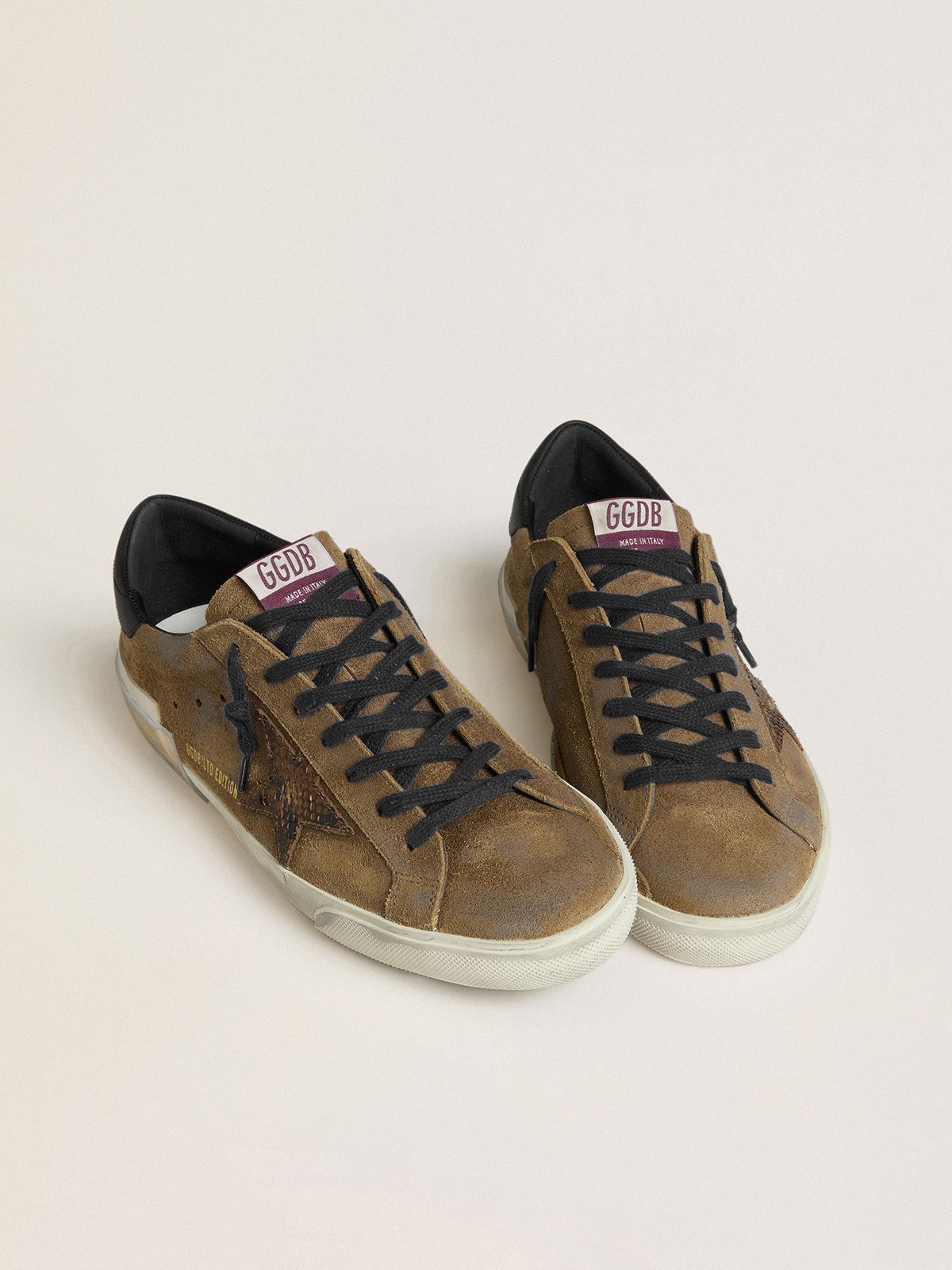 Men's Super-Star LTD in waxed suede with python-print star and nappa ...