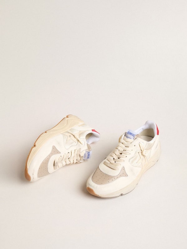 Golden Goose - Men’s Running Sole in nappa leather with beige leather star and red heel tab in 