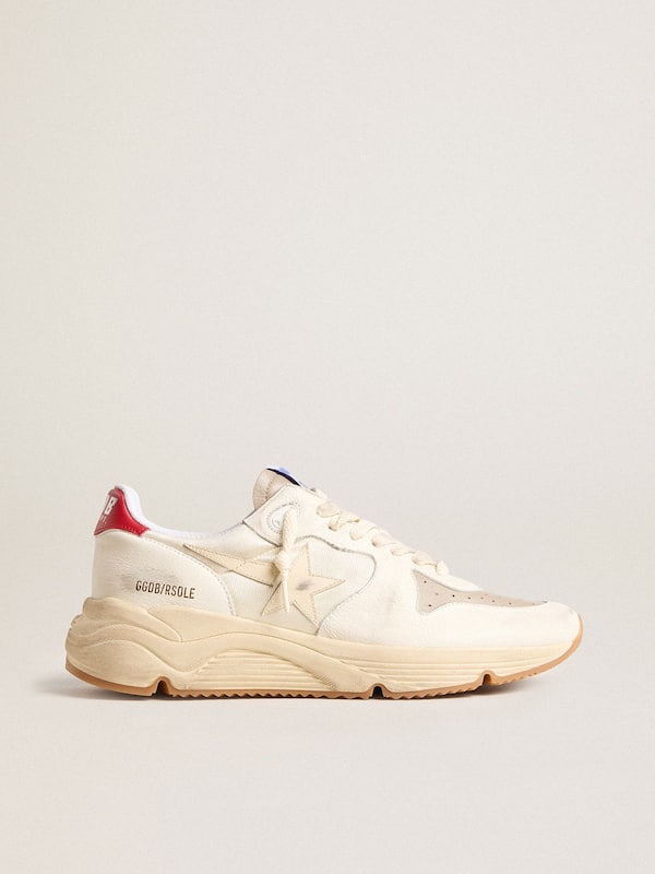 Golden Goose - Men’s Running Sole in nappa leather with beige leather star and red heel tab in 