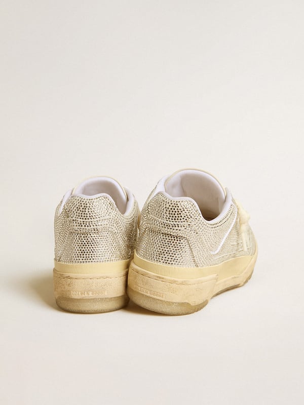 Golden Goose - Men’s Forty2 in white leather and Swarovski crystals with white star in 