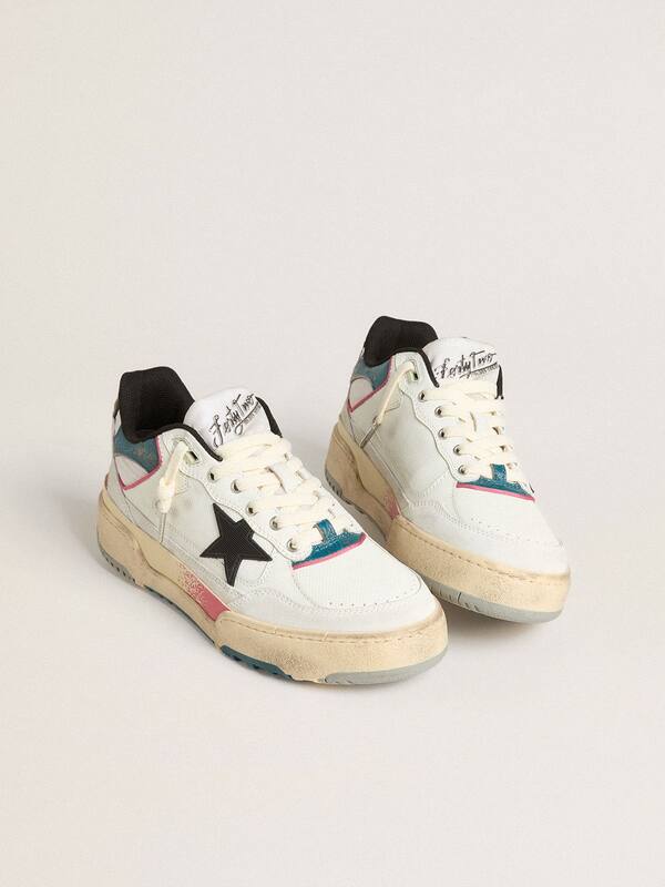 Golden Goose - Men's Forty2 with black star and silver foiled leather heel tab in 