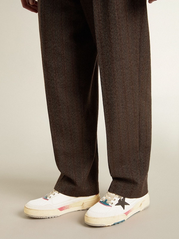 Golden Goose - Men's Forty2 with black star and silver foiled leather heel tab in 