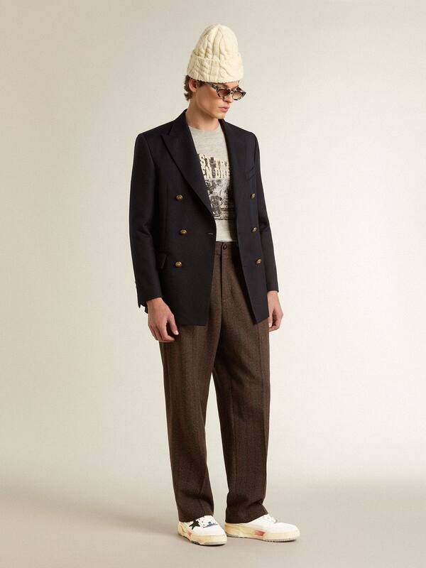 Golden Goose - Men's Forty2 with black star and silver foiled leather heel tab in 