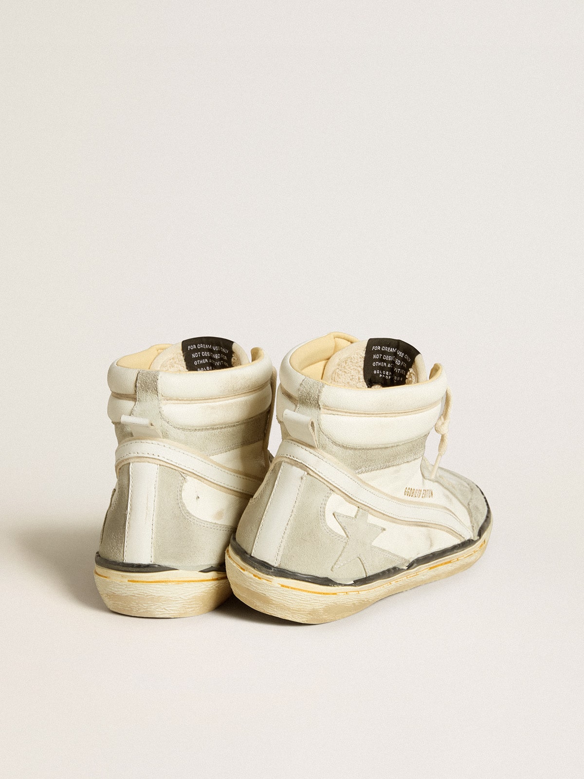 Golden Goose - Slide LAB in aged-white nappa leather with gray suede star and white leather flash in 