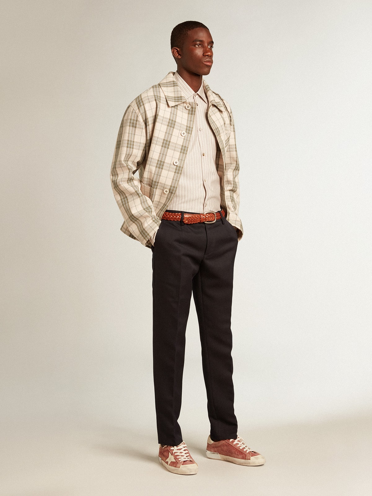 Golden Goose - Men's Super-Star in red leather with cream nubuck star and heel tab in 