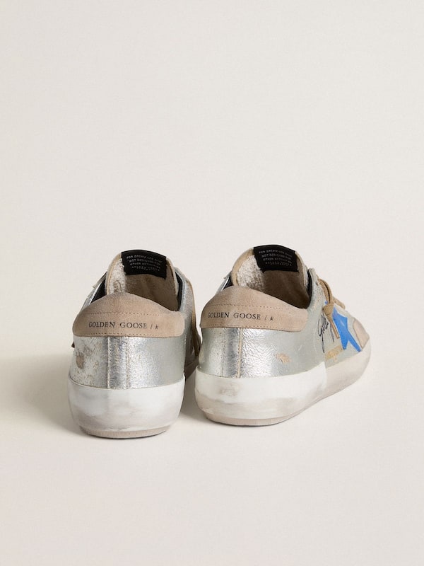 Golden Goose - Men's Super-Star LTD in silver metallic suede with leather star and suede heel tab in 