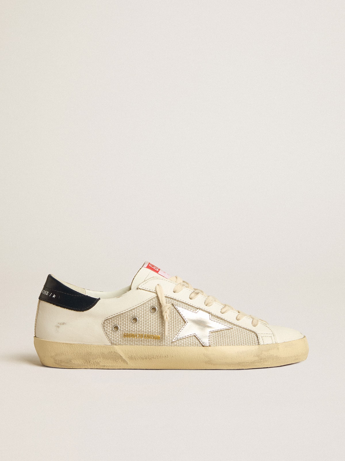 Golden Goose - Super-Star LTD en résille et cuir avec étoile argentée et contrefort bleu in 