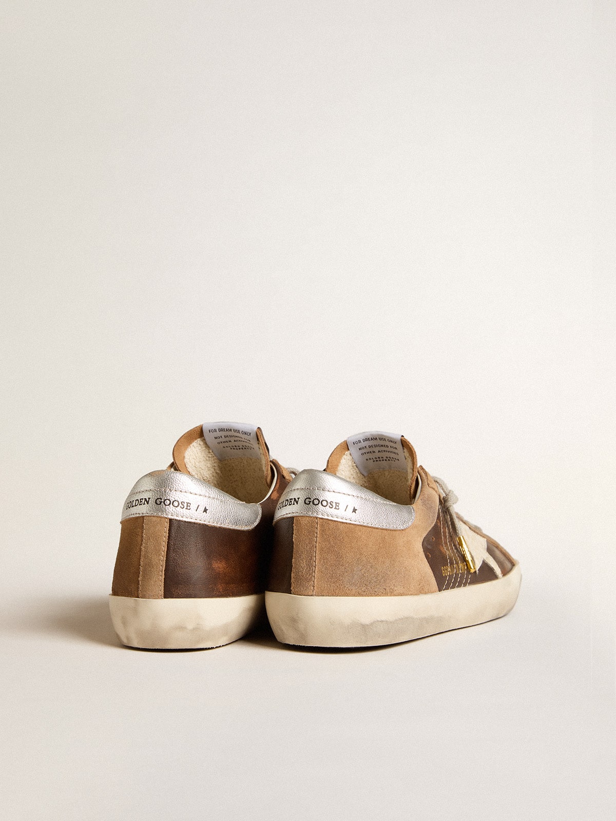 Super-Star LTD in brown leather and tobacco suede with white