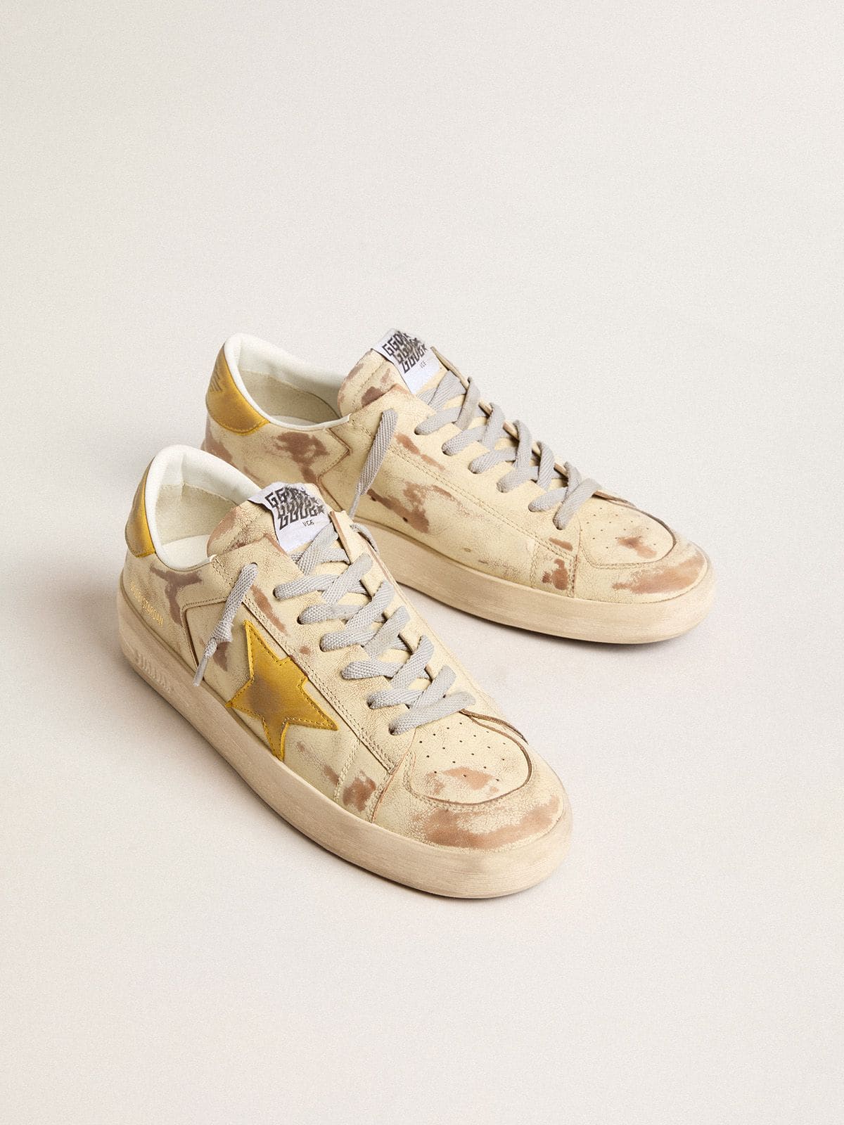 Men's Stardan in beige leather with honey-colored nubuck