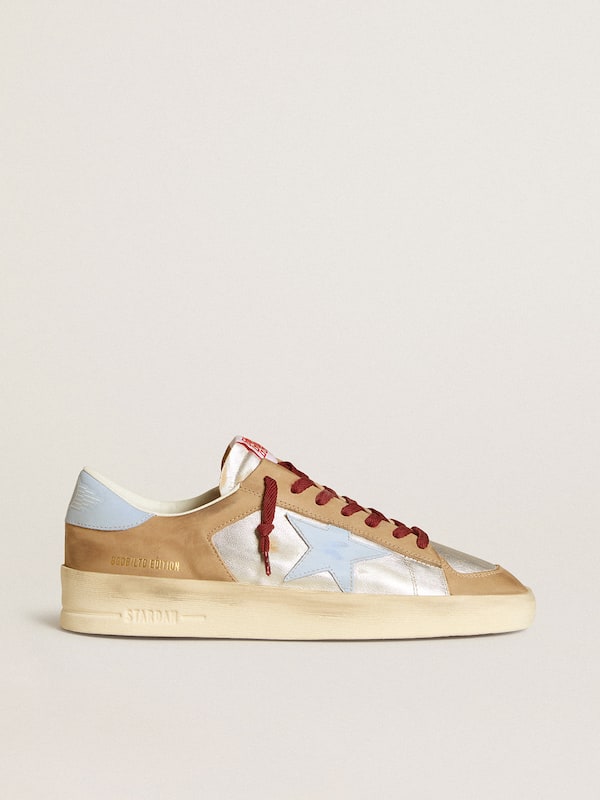 Golden Goose - Men's silver Stardan LTD with light blue leather star and nubuck inserts in 