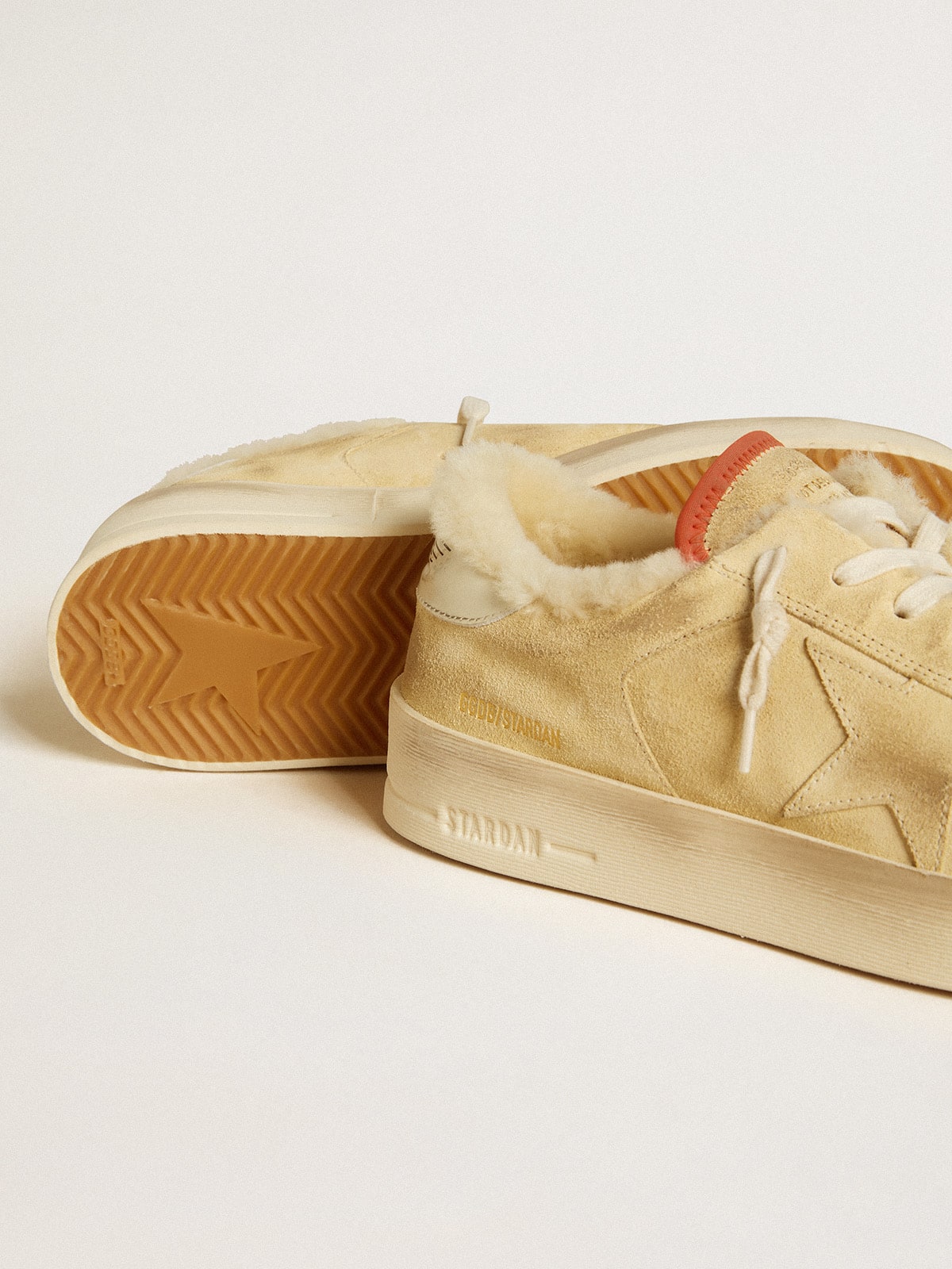 Golden Goose - Stardan in beige suede with leather heel tab and shearling lining in 